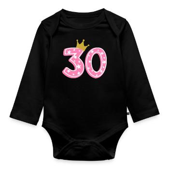 30 Krone 30th birthday 30 years - Organic Longsleeve Baby Bodysuit - black - Front