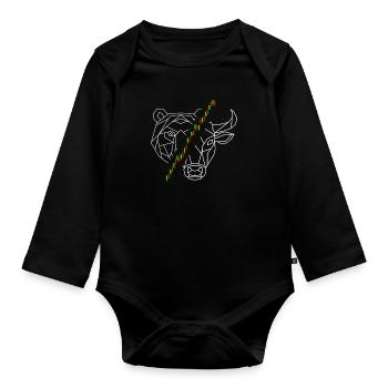 Bulle und Bär die Tiere der Börse und der Aktien - Baby Bio-Langarm-Body - Schwarz - Vorne