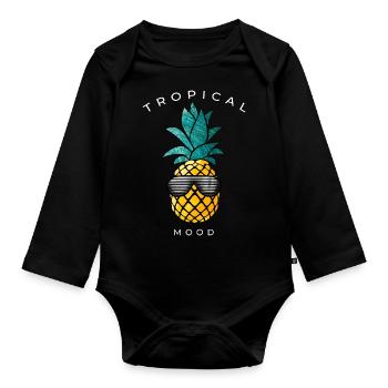 Tropische Ananas - Baby Bio-Langarm-Body - Schwarz - Vorne