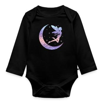 Glitter Fée Elfe Conte de Fées Dames Fille Cadeau - Body Bébé bio manches longues - noir - Devant