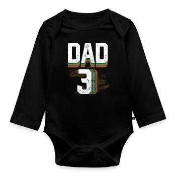Papa 3 Papa Père Papa Design - Body Bébé bio manches longues - noir - Devant