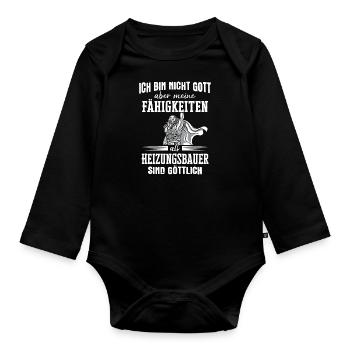 Heizungsbauer Heizungsbau Bauarbeiter Beruf Spruch - Baby Bio-Langarm-Body - Schwarz - Vorne