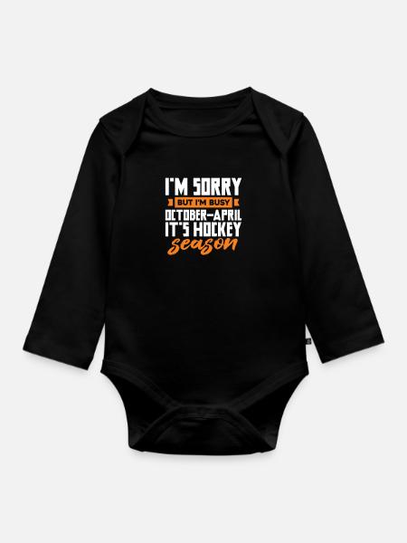 Eishockey - Baby Bio-Langarm-Body - Schwarz