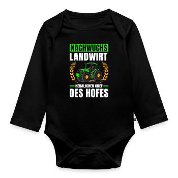 Landwirtschaft Nachwuchs Landwirt Traktor - Baby Bio-Langarm-Body - Schwarz - Vorne