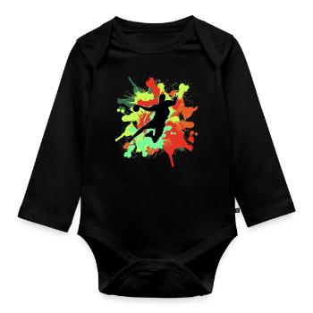 Cadeau de handball coloré pour le sport handball - Body Bébé bio manches longues - noir - Devant
