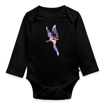 Glitter Fée Elfe Conte de Fées Dames Fille Cadeau - Body Bébé bio manches longues - noir - Devant