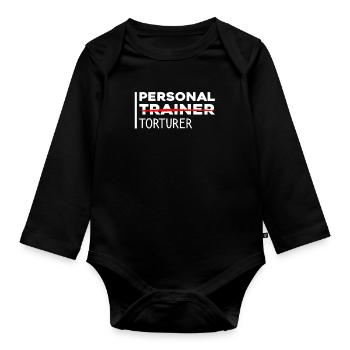 Funny Personal Trainer - Organic Longsleeve Baby Bodysuit - black - Front