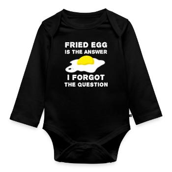 Fried Egg Funny - Organic Longsleeve Baby Bodysuit - black - Front