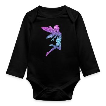 Glitter Fée Elfe Conte de Fées Dames Fille Cadeau - Body Bébé bio manches longues - noir - Devant