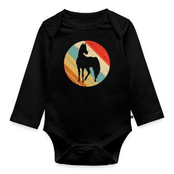 Vintage Horses Silhouette - Cheval au look rétro - Body Bébé bio manches longues - noir - Devant