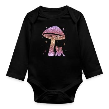 Glitter Fée Elfe Conte de Fées Dames Fille Cadeau - Body Bébé bio manches longues - noir - Devant