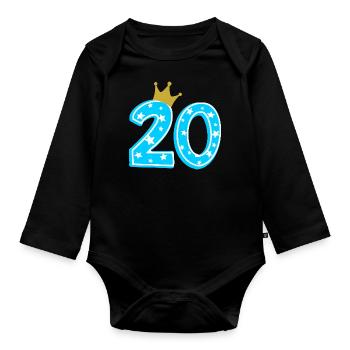 20 Krone 20. Geburtstag 20 Jahre - Baby Bio-Langarm-Body - Schwarz - Vorne