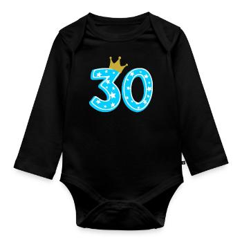 30 crown 30th birthday 30 years - Organic Longsleeve Baby Bodysuit - black - Front