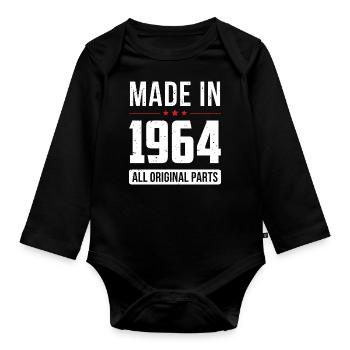 Fabriqué en 1964 - Toutes les pièces d’origine - Anniversaire - Body Bébé bio manches longues - noir - Devant