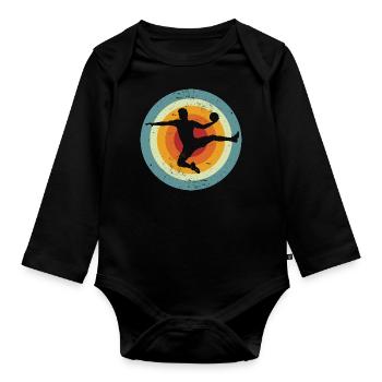 Handball, handball player, handball player Silhouette - Organic Longsleeve Baby Bodysuit - black - Front
