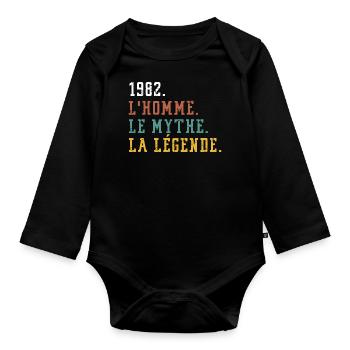1982 l'homme le mythe la légende anniversaire - Body Bébé bio manches longues - noir - Devant