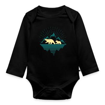 North Pole Polar Bear - Organic Longsleeve Baby Bodysuit - black - Front