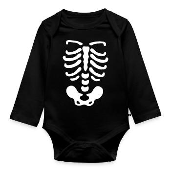 Skelett - Baby Bio-Langarm-Body - Schwarz - Vorne