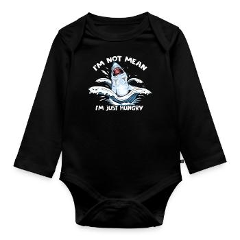 Deep Sea Shark - Shark Fan - Shark - Organic Longsleeve Baby Bodysuit - black - Front