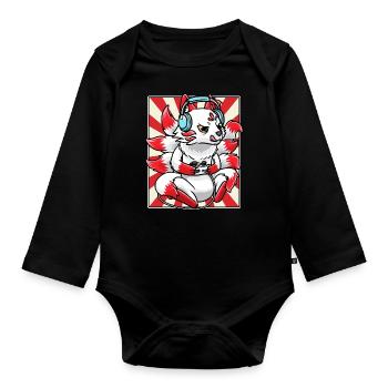 Kitsune Gaming Jeux vidéo - Body Bébé bio manches longues - noir - Devant