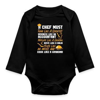 Cuisine Cuisine Chef Un Chef - Body Bébé bio manches longues - noir - Devant