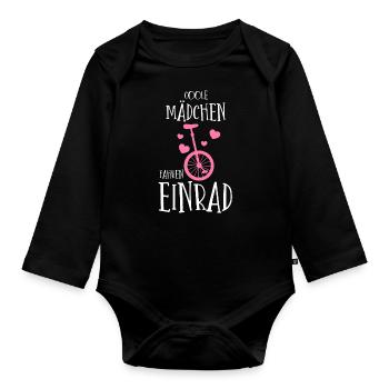 Coole Mädchen fahren EInrad - Baby Bio-Langarm-Body - Schwarz - Vorne