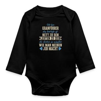 Kranführer Kran Baustelle Kranfahrer Spruch - Baby Bio-Langarm-Body - Schwarz - Vorne