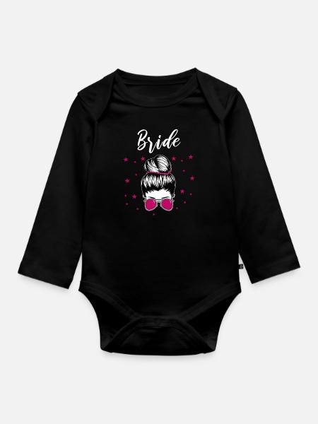 Braut Junggesellinnenabschied - Baby Bio-Langarm-Body - Schwarz