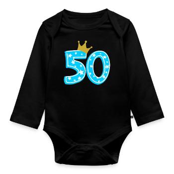 50 Krone 50. Geburtstag 50 Jahre - Baby Bio-Langarm-Body - Schwarz - Vorne