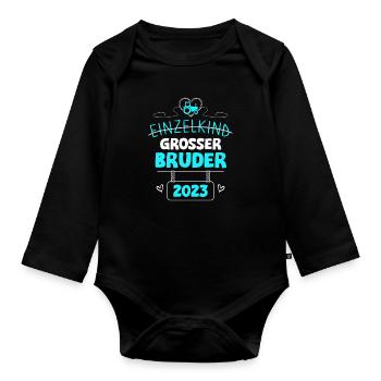 Bald Großer Bruder 2023 Traktor - Baby Bio-Langarm-Body - Schwarz - Vorne