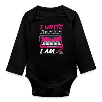 Writing Typewriter Novel Writer & - Organic Longsleeve Baby Bodysuit - black - Front