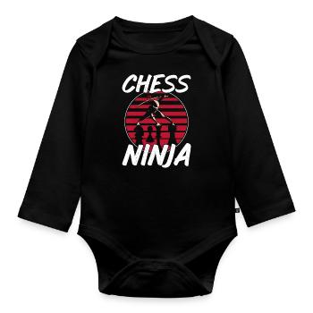 Chess Player Piece Vintage Ninja - Organic Longsleeve Baby Bodysuit - black - Front