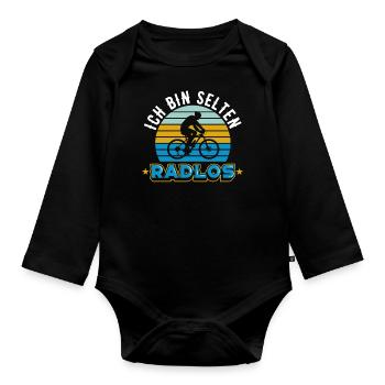Fahrrad | Ich bin selten Radlos - Baby Bio-Langarm-Body - Schwarz - Vorne