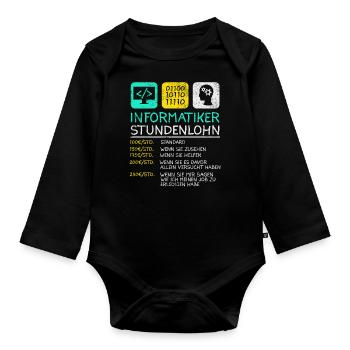 Informatiker Stundenlohn - Baby Bio-Langarm-Body - Schwarz - Vorne