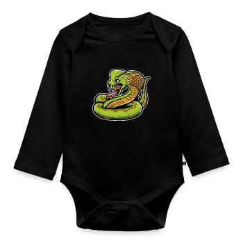 Cobra Snake Reptile Lover - Organic Longsleeve Baby Bodysuit - black - Front
