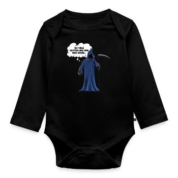 So Viele Idioten Und Nur Eine Sense Sensenmann - Baby Bio-Langarm-Body - Schwarz - Vorne