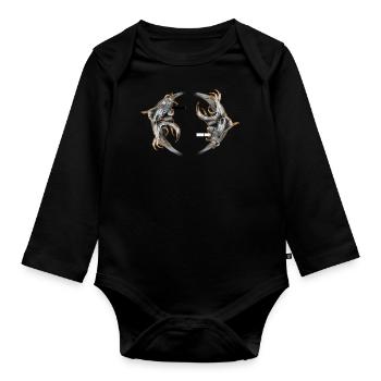 Yin-yang sailing fish - Organic Longsleeve Baby Bodysuit - black - Front