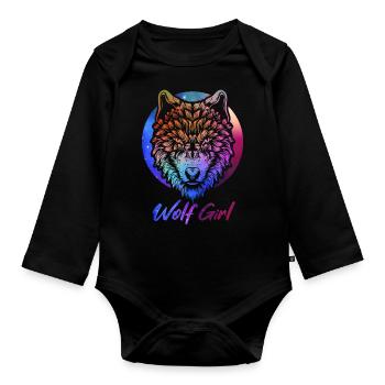 Wolf - Organic Longsleeve Baby Bodysuit - black - Front
