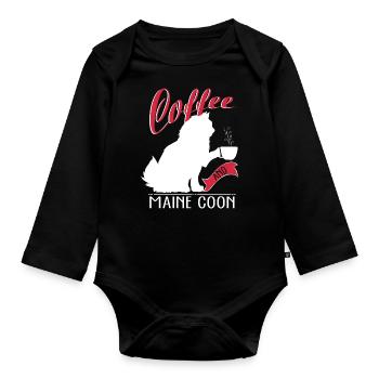 Café Maine Coon - Body Bébé bio manches longues - noir - Devant