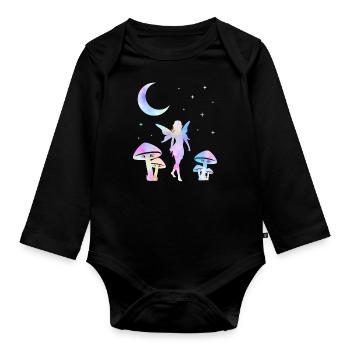 Fée Magique Elfe Conte de Fées Dames Fille Cadeau - Body Bébé bio manches longues - noir - Devant