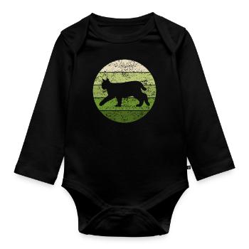 Lynx Retro Forest Animals Animal Lovers Cadeau - Body Bébé bio manches longues - noir - Devant