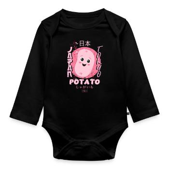 Funny Potato Manga Kawaii Anime Gift - Organic Longsleeve Baby Bodysuit - black - Front