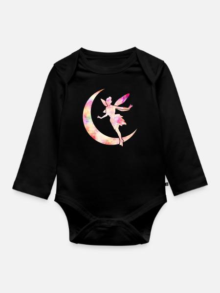 Fee Zauberfee Elfe Märchen Damen Mädchen Geschenk - Baby Bio-Langarm-Body - Schwarz