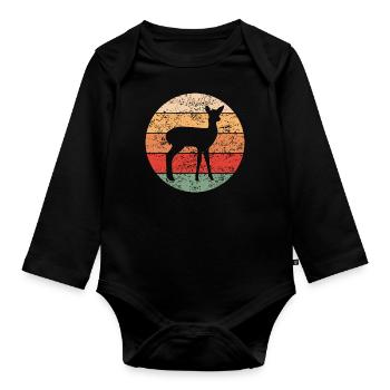 Deer Deer Retro Forest Animals Animal Lover Gift - Organic Longsleeve Baby Bodysuit - black - Front