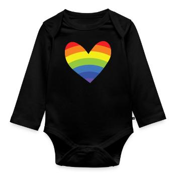Arc-en-ciel - Cœur - Body Bébé bio manches longues - noir - Devant