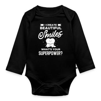 Zahnarzt - Baby Bio-Langarm-Body - Schwarz - Vorne