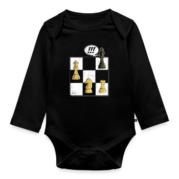 Schach Tshirt Schachbrett Schachmatt Schachspiel - Baby Bio-Langarm-Body - Schwarz - Vorne
