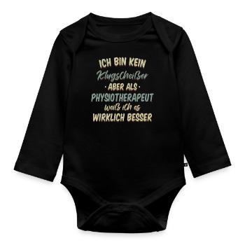 Physiotherapeut Physio Praxis Physiotherapie - Baby Bio-Langarm-Body - Schwarz - Vorne