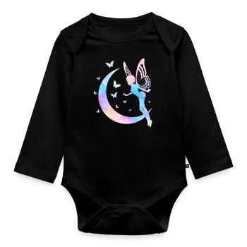 Fée Magique Elfe Conte de Fées Dames Fille Cadeau - Body Bébé bio manches longues - noir - Devant