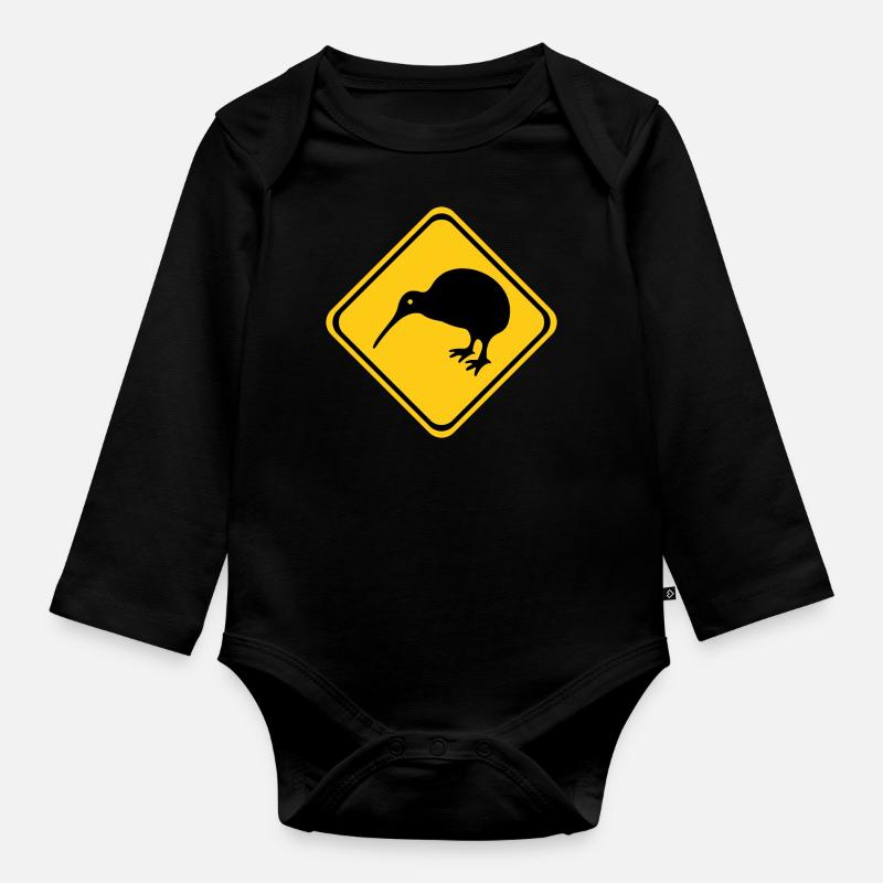 Kiwi Bouclier de Nouvelle-Zélande - Body Bébé bio manches longues - noir